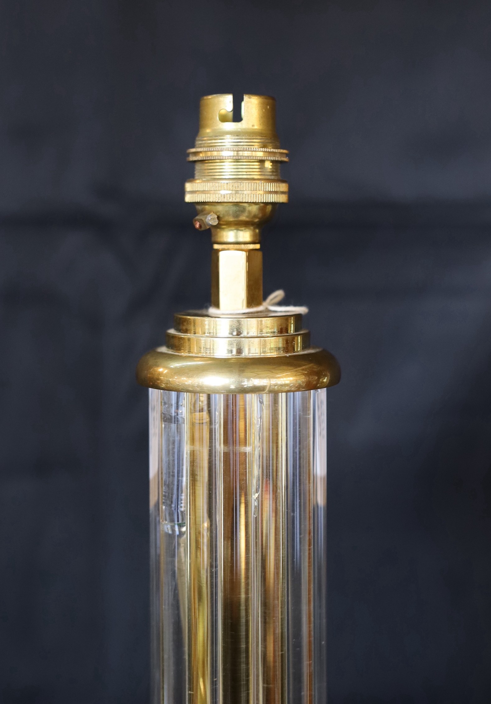 An Art Deco style brass and glass rod lamp standard, height 147cm